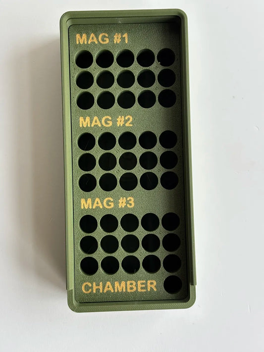 Ammo Box - 9mm - 46 Rounds + 3 Mag Slots (15rd) - 3D printed by Mythical Makers 3D