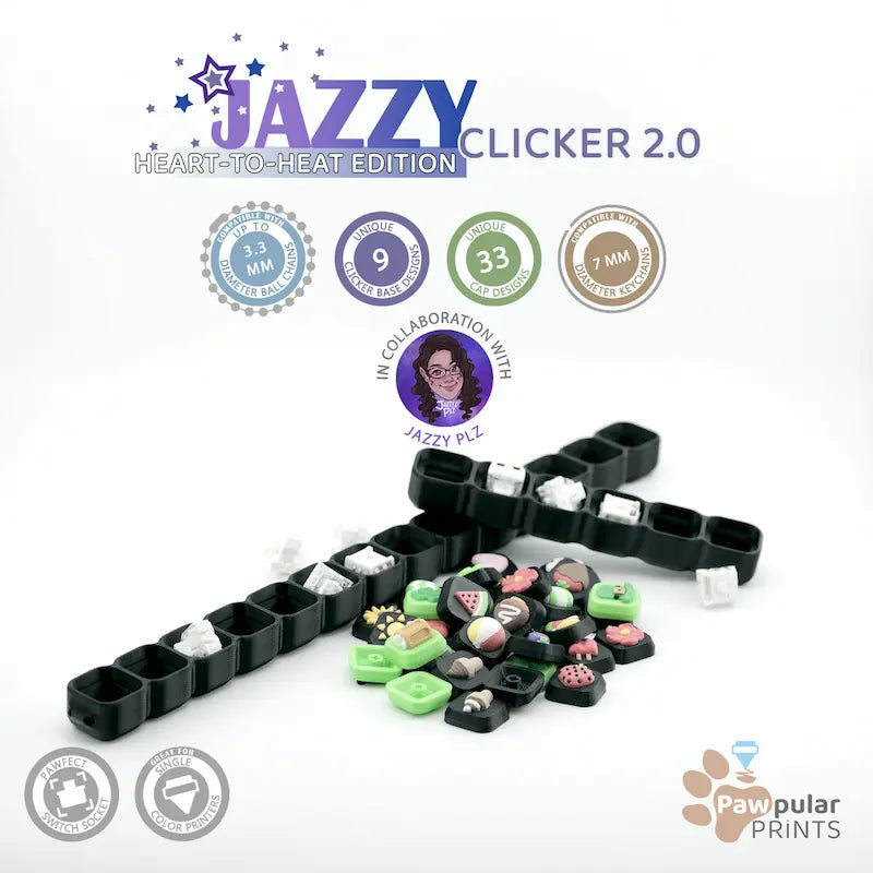 Jazzy Clicker 2.0: Heart-to-Heat Multi-Pack - 3D printed fidget by Mythical Makers 3D