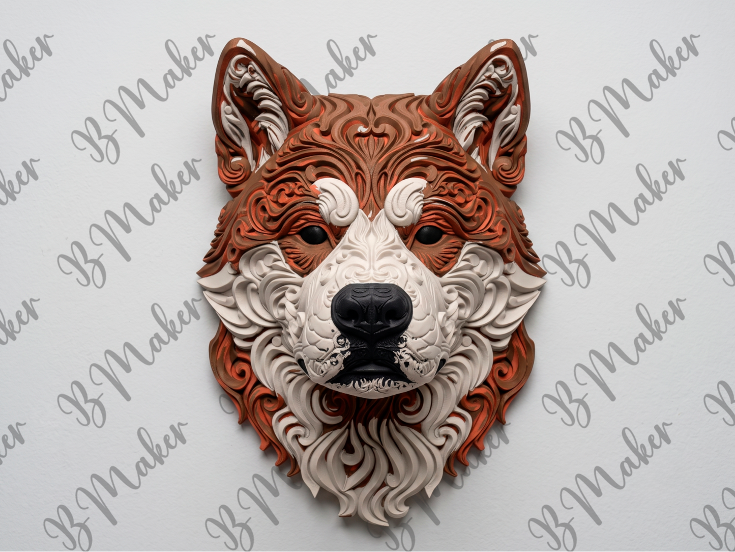 Akita Inu 3D printed wall art by Mythical Makers 3D