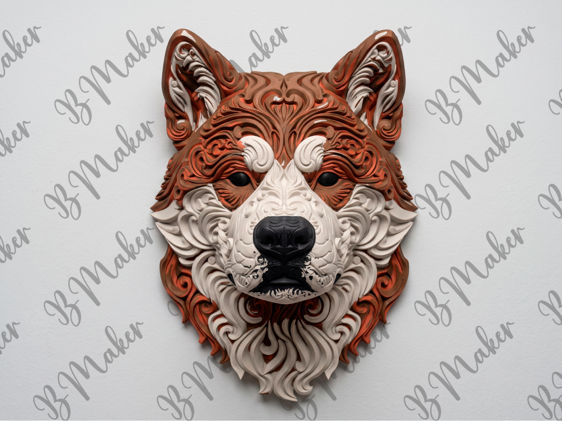 Akita Inu 3D printed wall art by Mythical Makers 3D