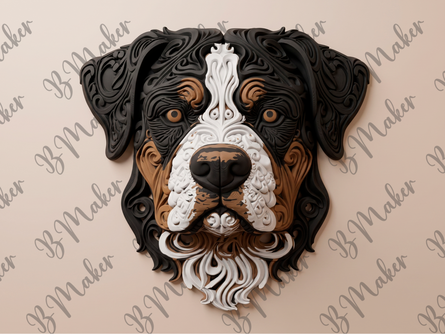 Swiss Dog 3D printed wall art by Mythical Makers 3D
