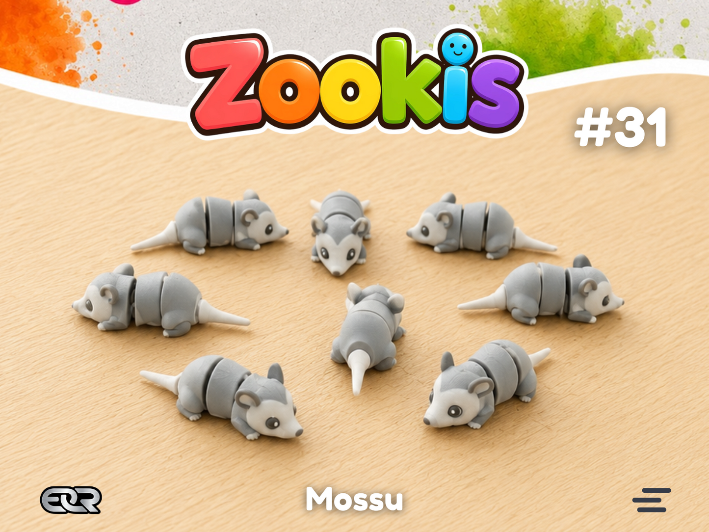 Mossu the Opossum — Zookis Mini — 3D printed by Mythical Makers 3D