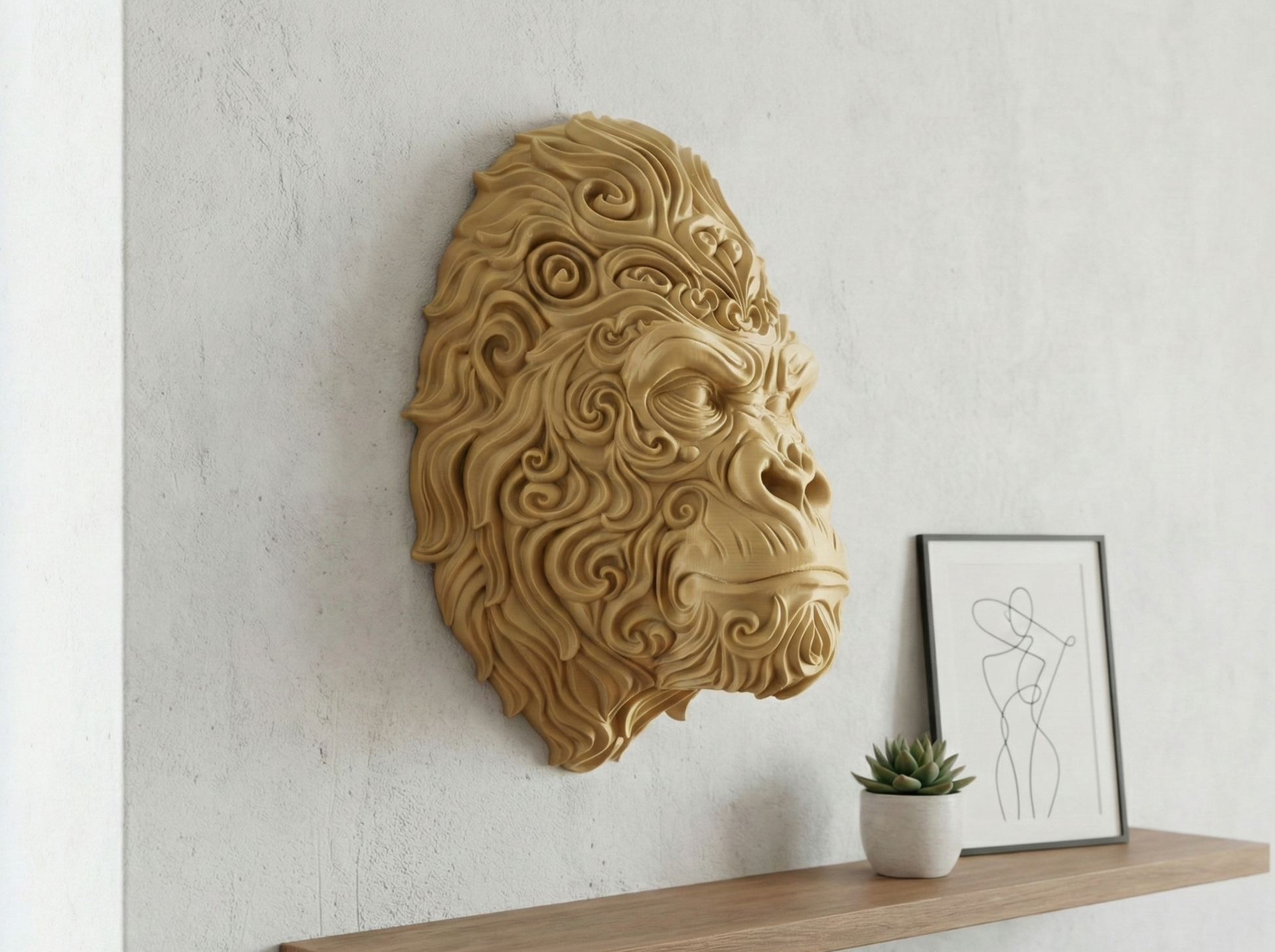 Ornamental Gorilla Head wall art — view 2