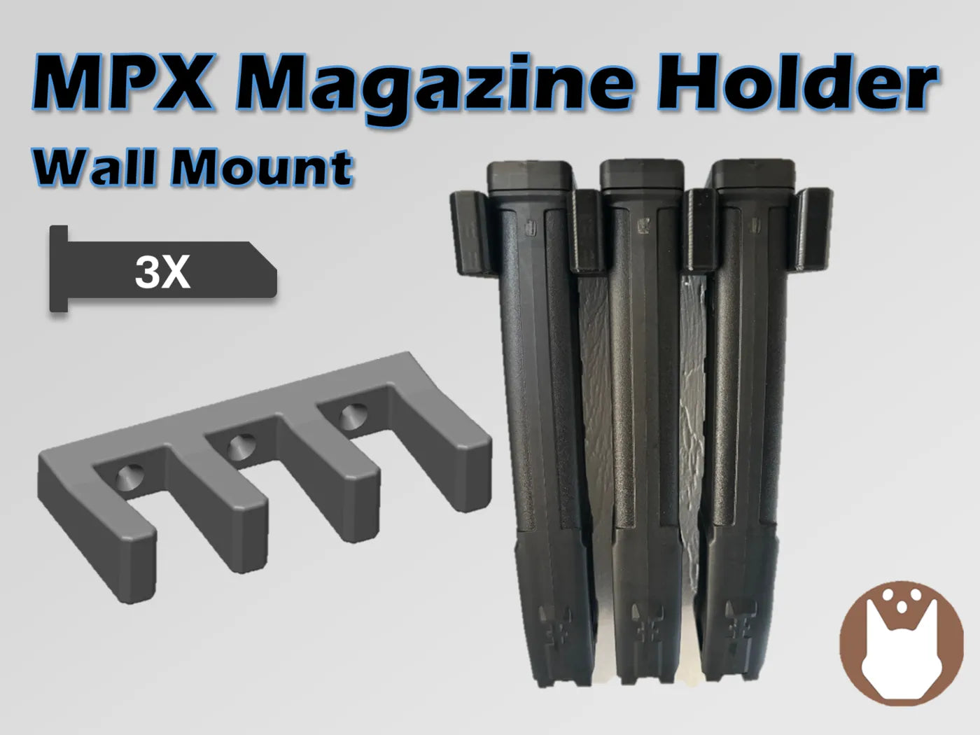 Magazine Wall Mount Holder - MPX - 3D printed by Mythical Makers 3D