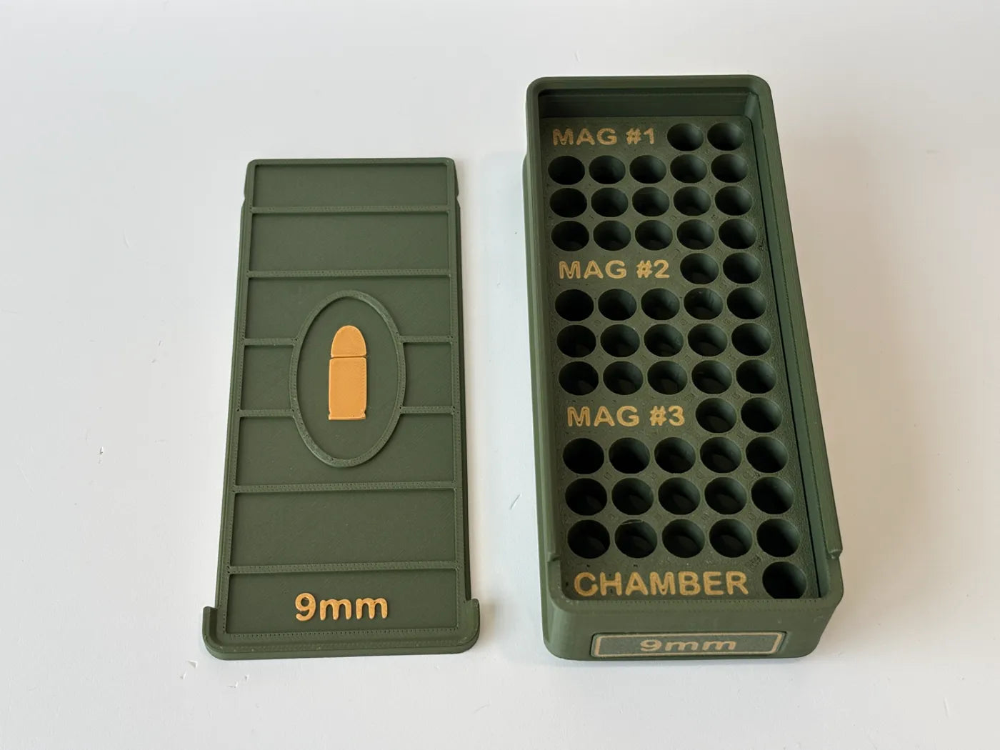 Ammo Box - 9mm - 52 Rounds + 3 Mag Slots (17rd) - 3D printed by Mythical Makers 3D