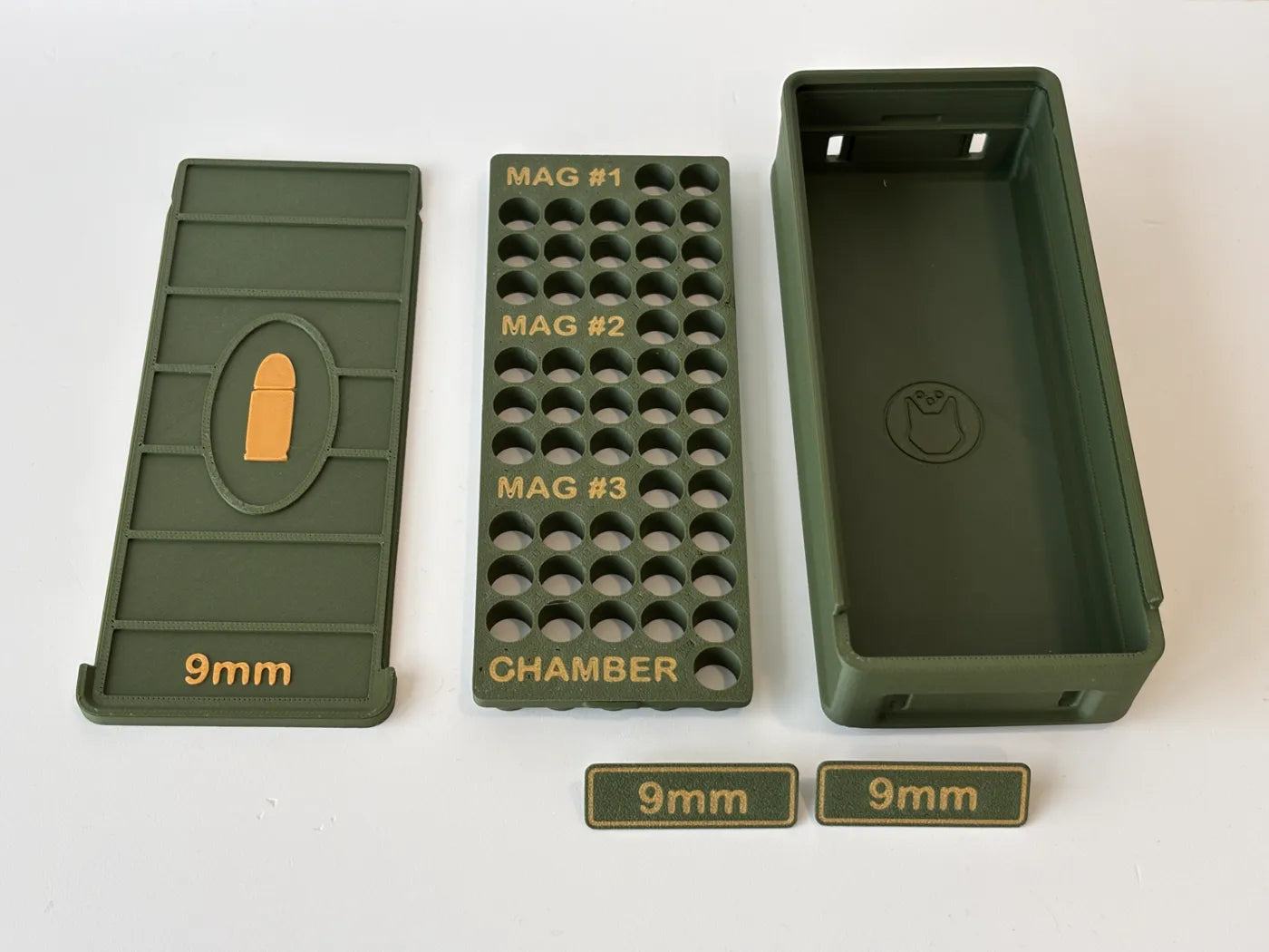 Ammo Box - 9mm - 52 Rounds + 3 Mag Slots (17rd) - 3D printed by Mythical Makers 3D