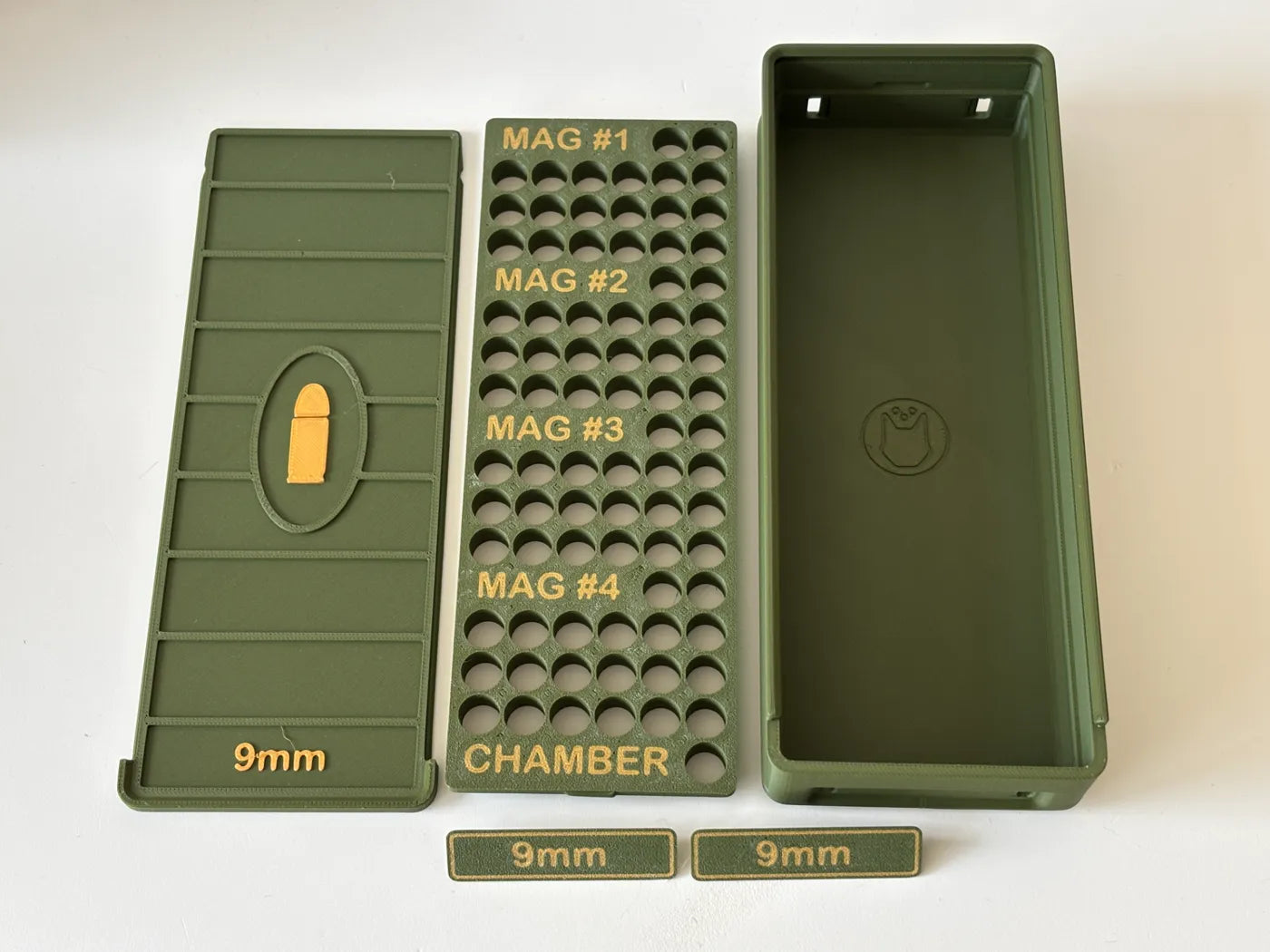 Ammo Storage Box - 9mm - 81 Rounds + 4 Mag Slots (20rd) - 3D printed by Mythical Makers 3D