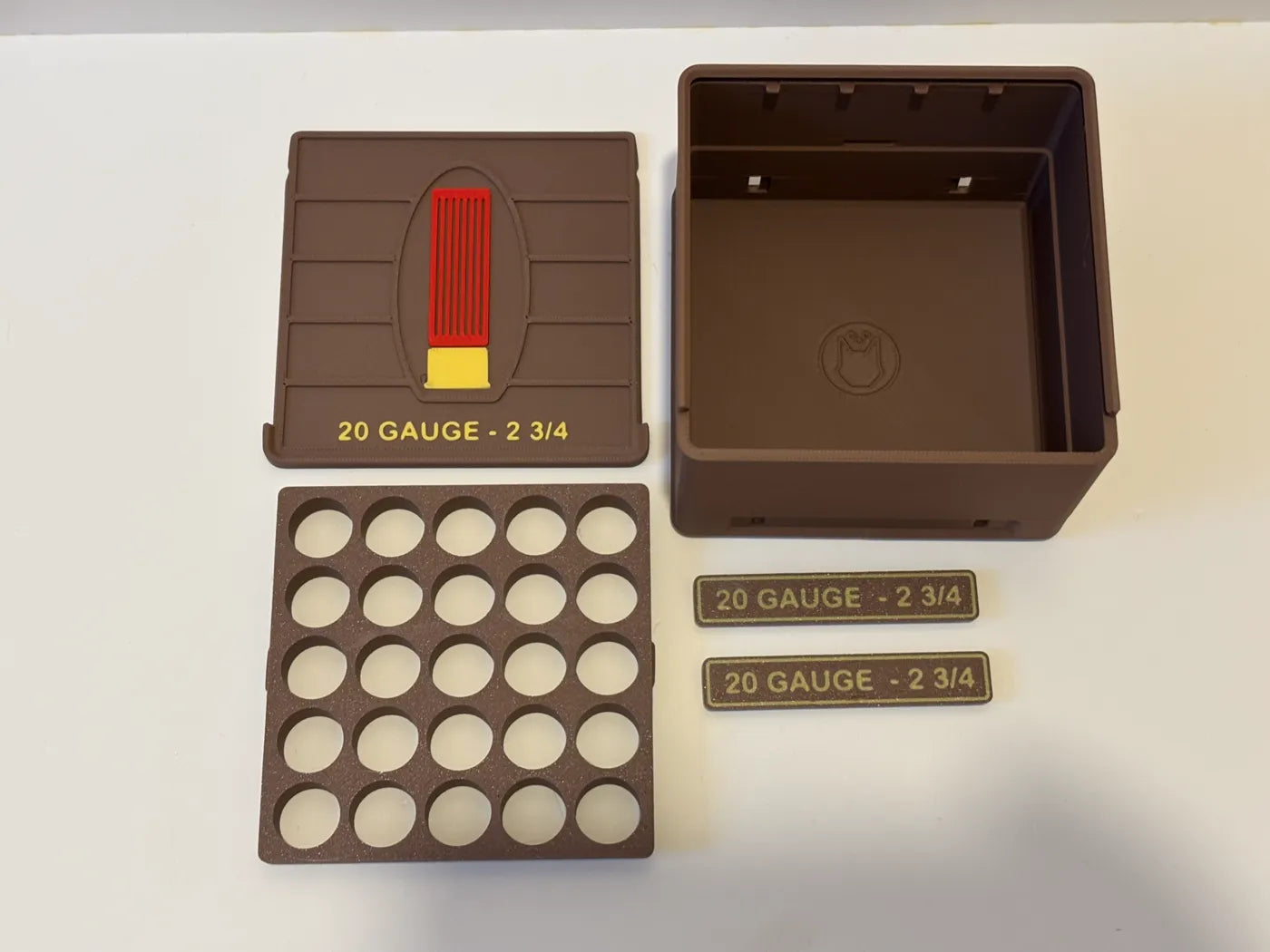Ammo Storage Box - 20 Gauge 2-3/4in - 25 Shells - 3D printed by Mythical Makers 3D