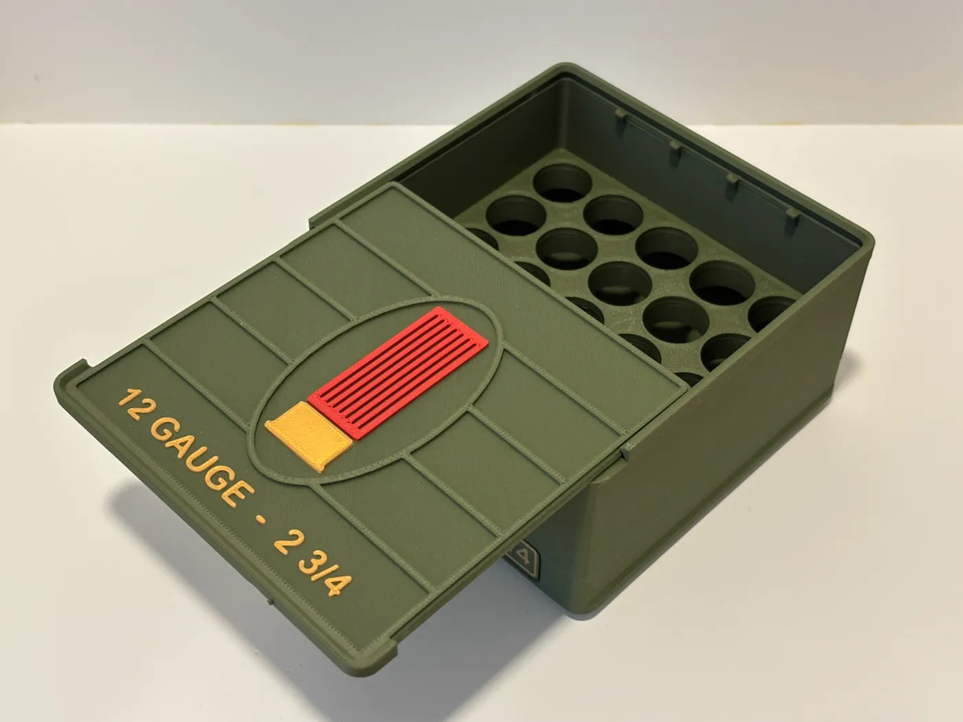 Ammo Storage Box - 12 Gauge 2-3/4in - 25 Shells - 3D printed by Mythical Makers 3D
