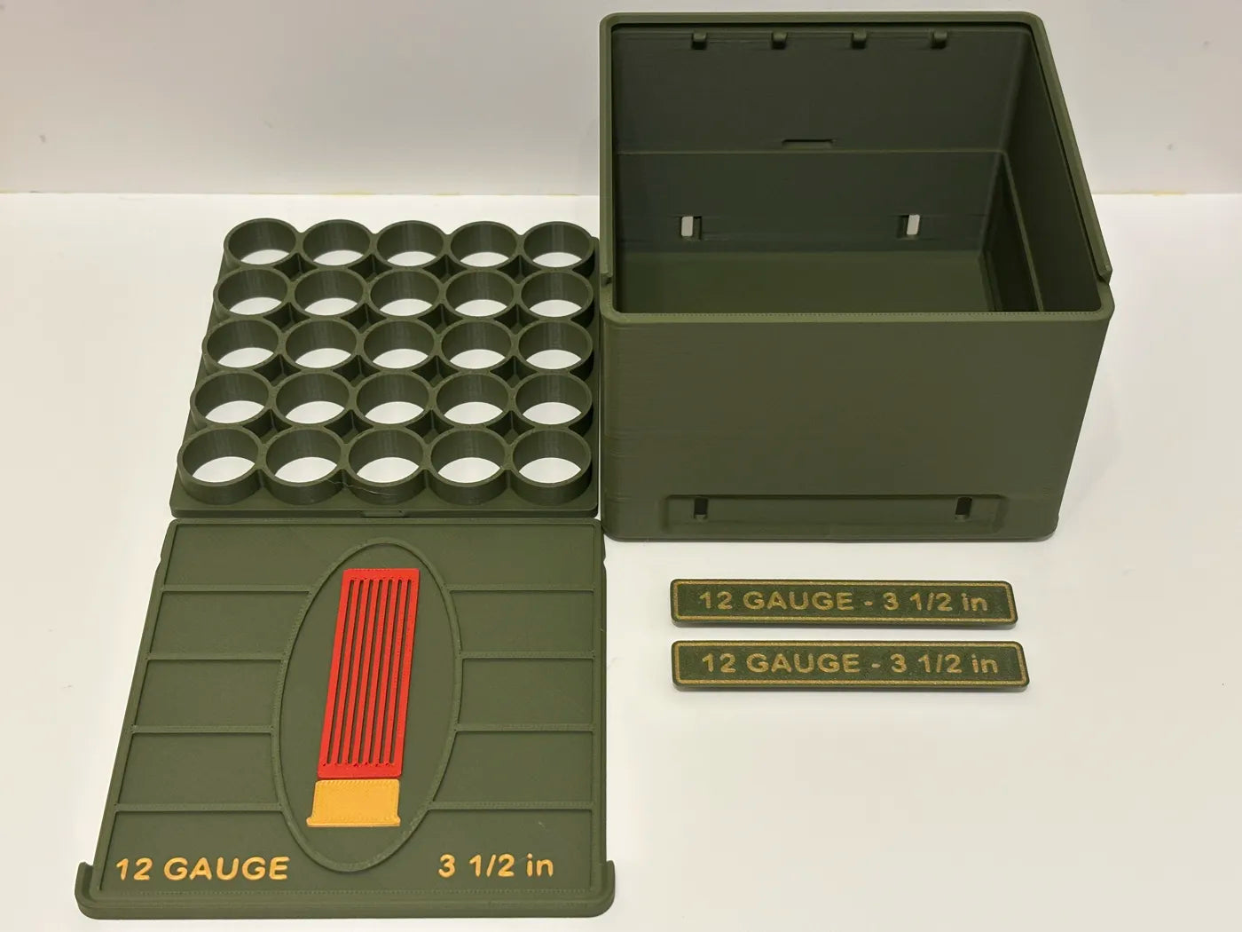 Ammo Storage Box - 12 Gauge 3-1/2in - 25 Shells - 3D printed by Mythical Makers 3D
