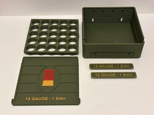 Ammo Storage Box - 12 Gauge 1-3/4in - 25 Shells - 3D printed by Mythical Makers 3D