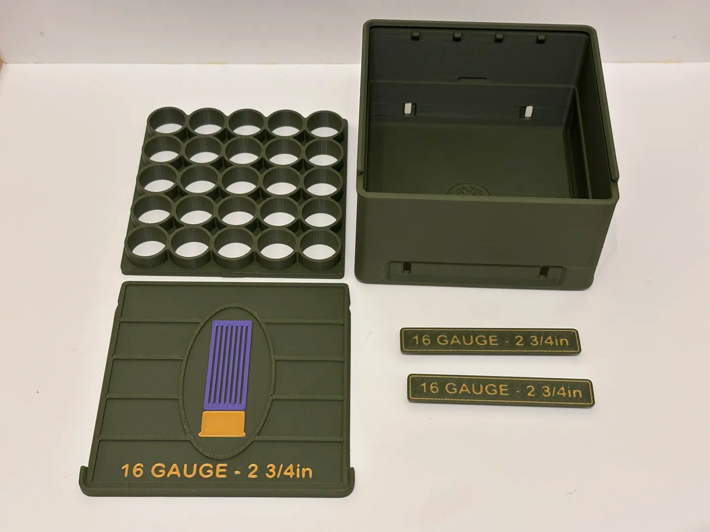 Ammo Storage Box - 16 Gauge 2-3/4in - 25 Shells - 3D printed by Mythical Makers 3D