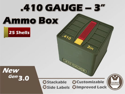 Ammo Storage Box - 410 Gauge 3in - 25 Shells - 3D printed by Mythical Makers 3D