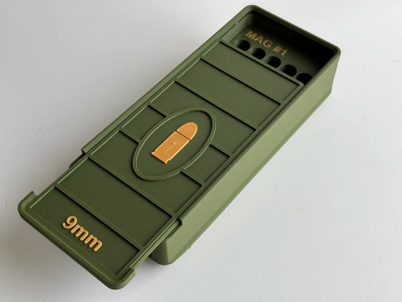 Ammo Box - 9mm - 46 Rounds + 3 Mag Slots (15rd) - 3D printed by Mythical Makers 3D