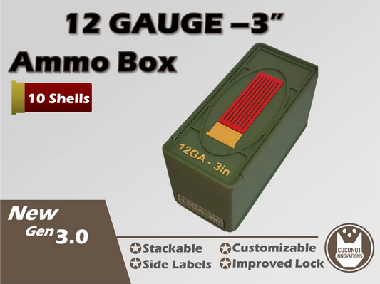 Ammo Storage Box - 12 Gauge 3in - 10 Shells - 3D printed by Mythical Makers 3D