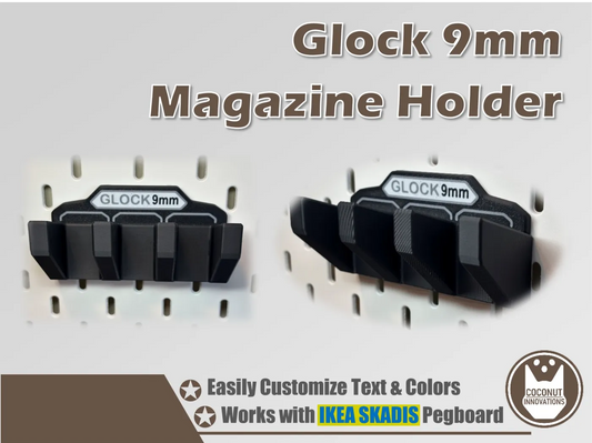 Magazine Holder - Glock 9mm Double Stack - fits IKEA SKADIS - 3D printed by Mythical Makers 3D