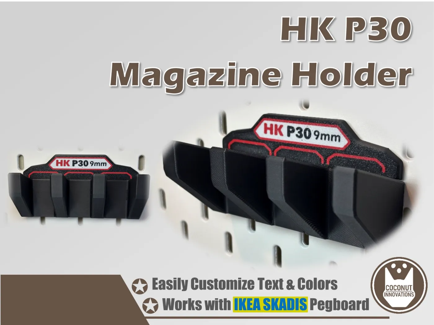 Magazine Holder - HK P30 - fits IKEA SKADIS - 3D printed by Mythical Makers 3D