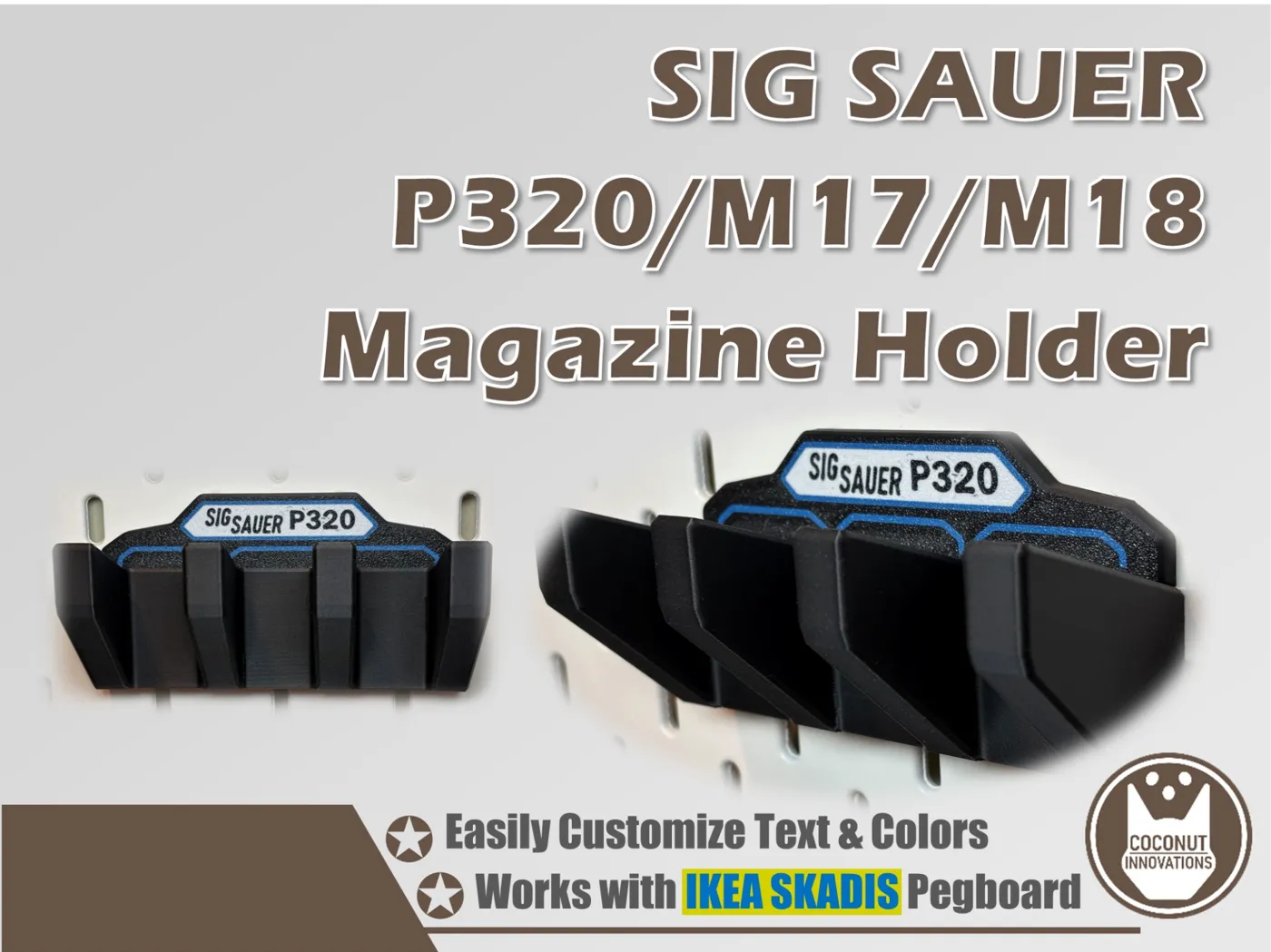 Magazine Holder - SIG SAUER P320 / M17 - fits IKEA SKADIS - 3D printed by Mythical Makers 3D