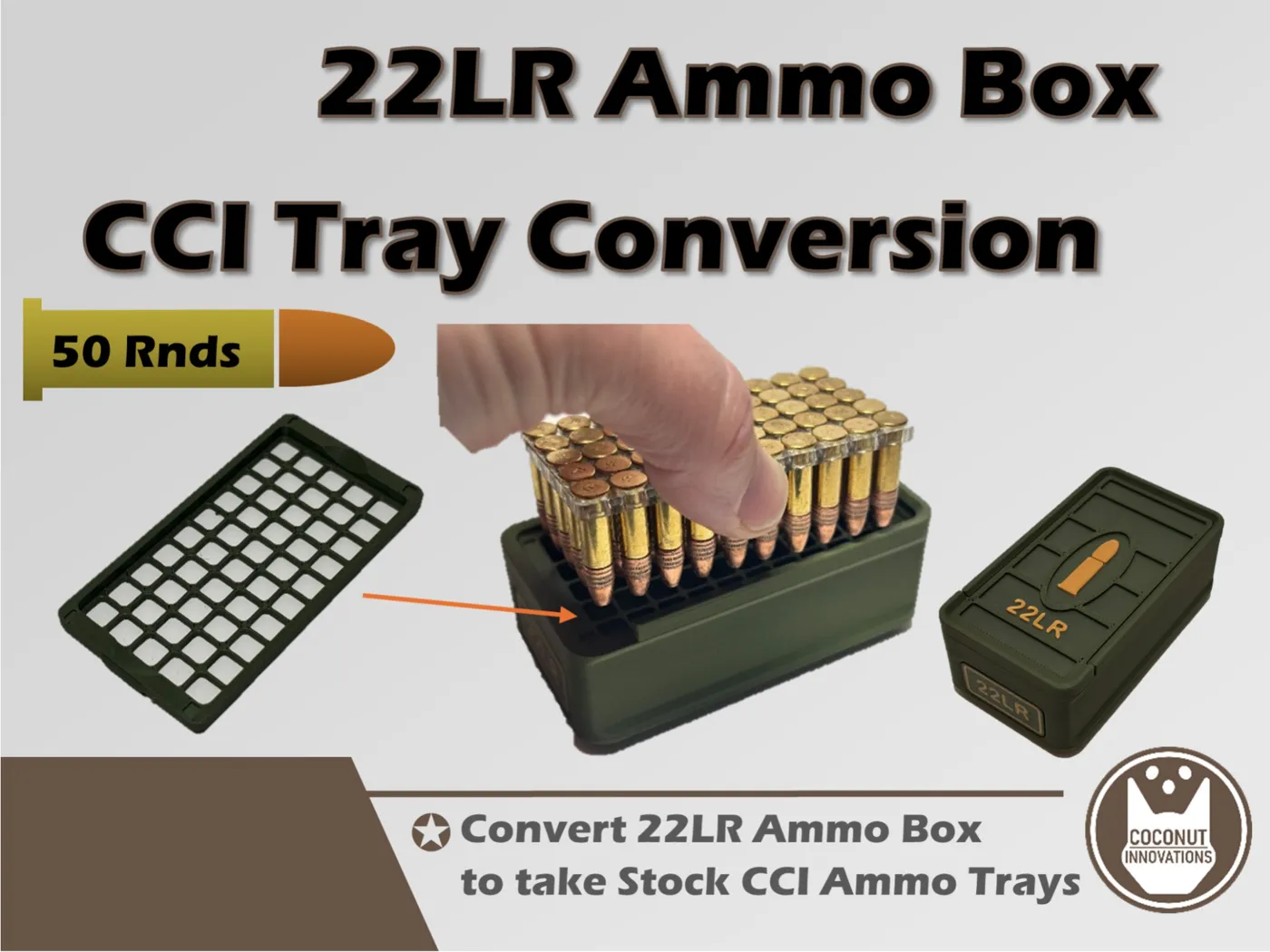 Ammo Box CCI Tray Conversion 22LR - 50 Rounds - 3D printed by Mythical Makers 3D