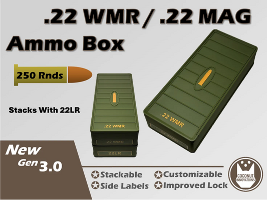 Ammo Storage Box - 22 WMR Magnum - 250 Rounds - 3D printed by Mythical Makers 3D