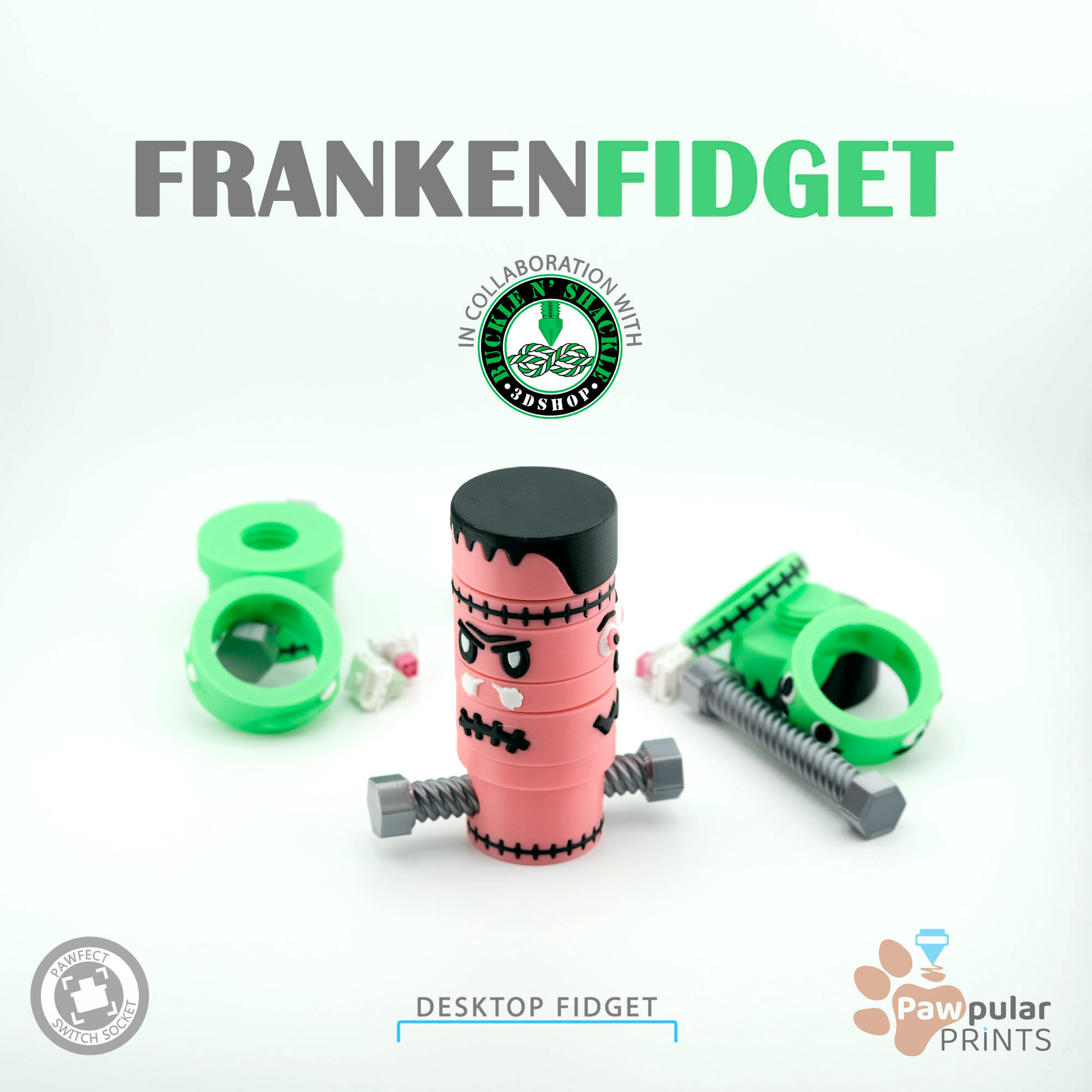 Buckle N' Shackle Collab - Franken Fidget - 3D printed fidget by Mythical Makers 3D