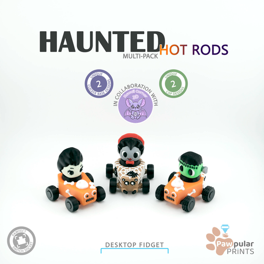Haunted Hot Rods - Kawaii Corner Collab - 3D printed fidget by Mythical Makers 3D