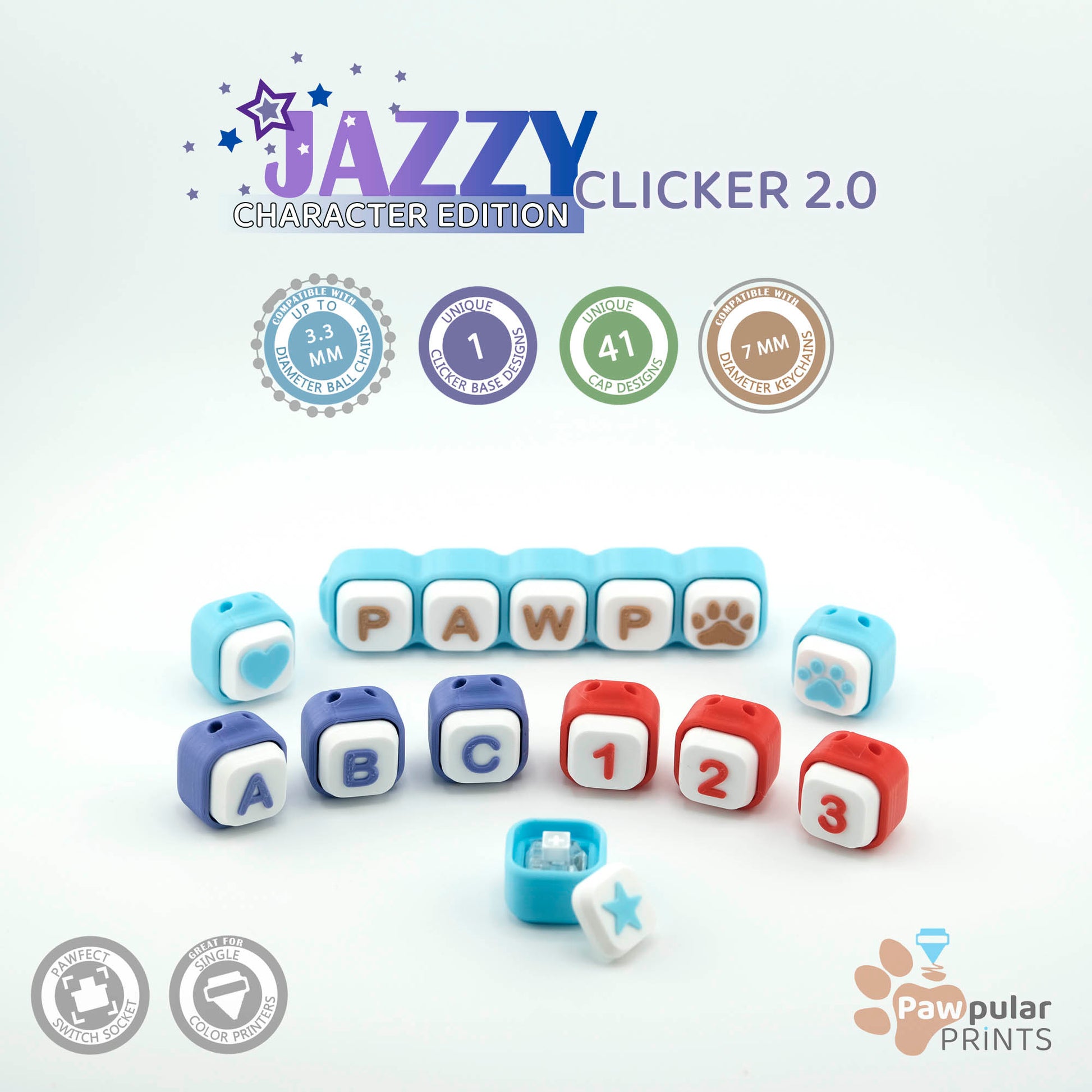 Jazzy Clicker 2.0 - Character Edition 123 - 3D printed fidget by Mythical Makers 3D