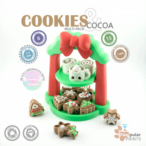 Cookies & Cocoa - Layers in Green Collab - 3D printed fidget by Mythical Makers 3D