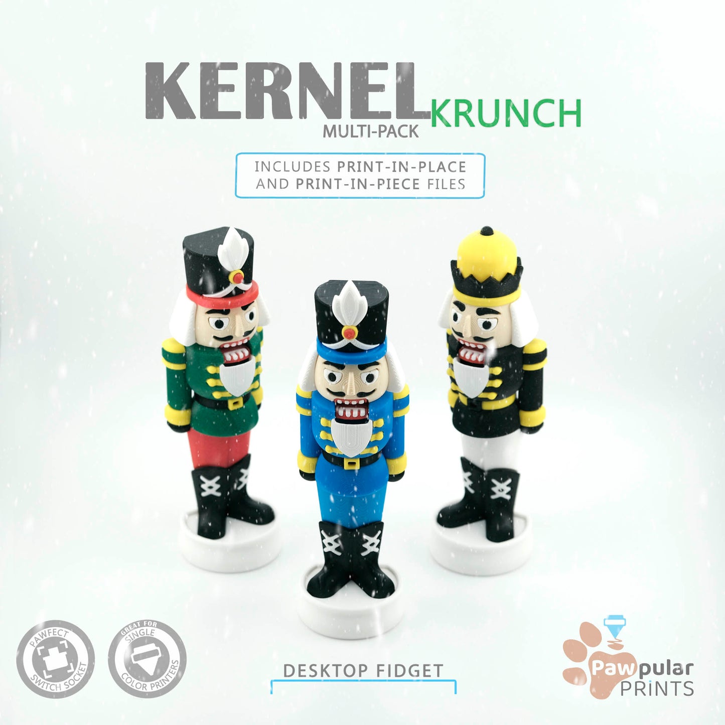 Kernel Krunch Multi-Pack - 3D printed fidget by Mythical Makers 3D
