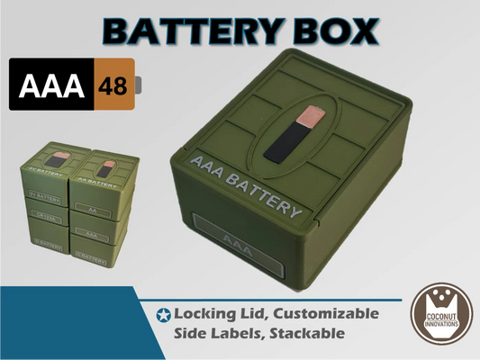 Battery Box - AAA - 48 Count - Stackable - 3D printed by Mythical Makers 3D