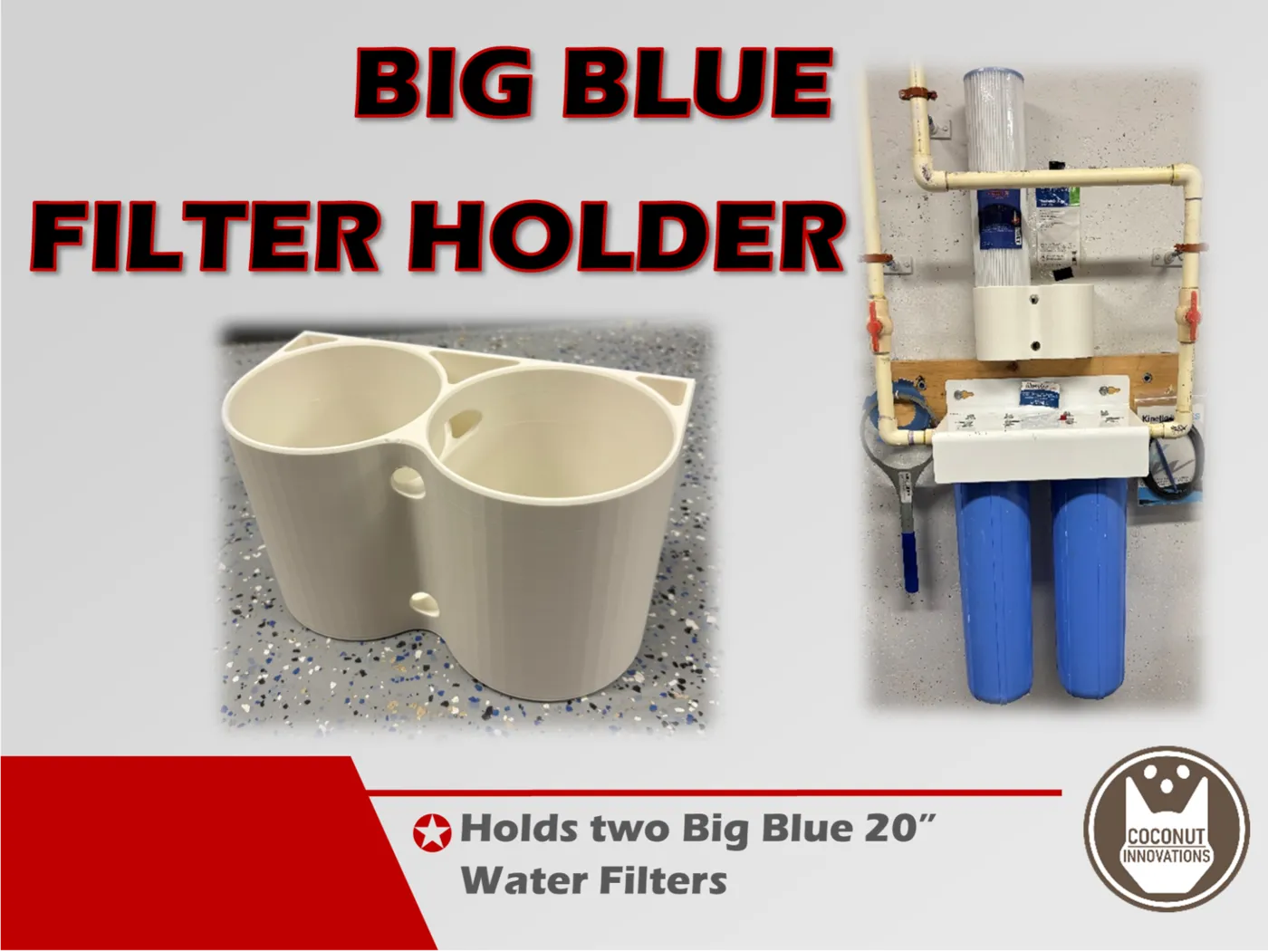Water Filter Housing Holder - 3D printed by Mythical Makers 3D