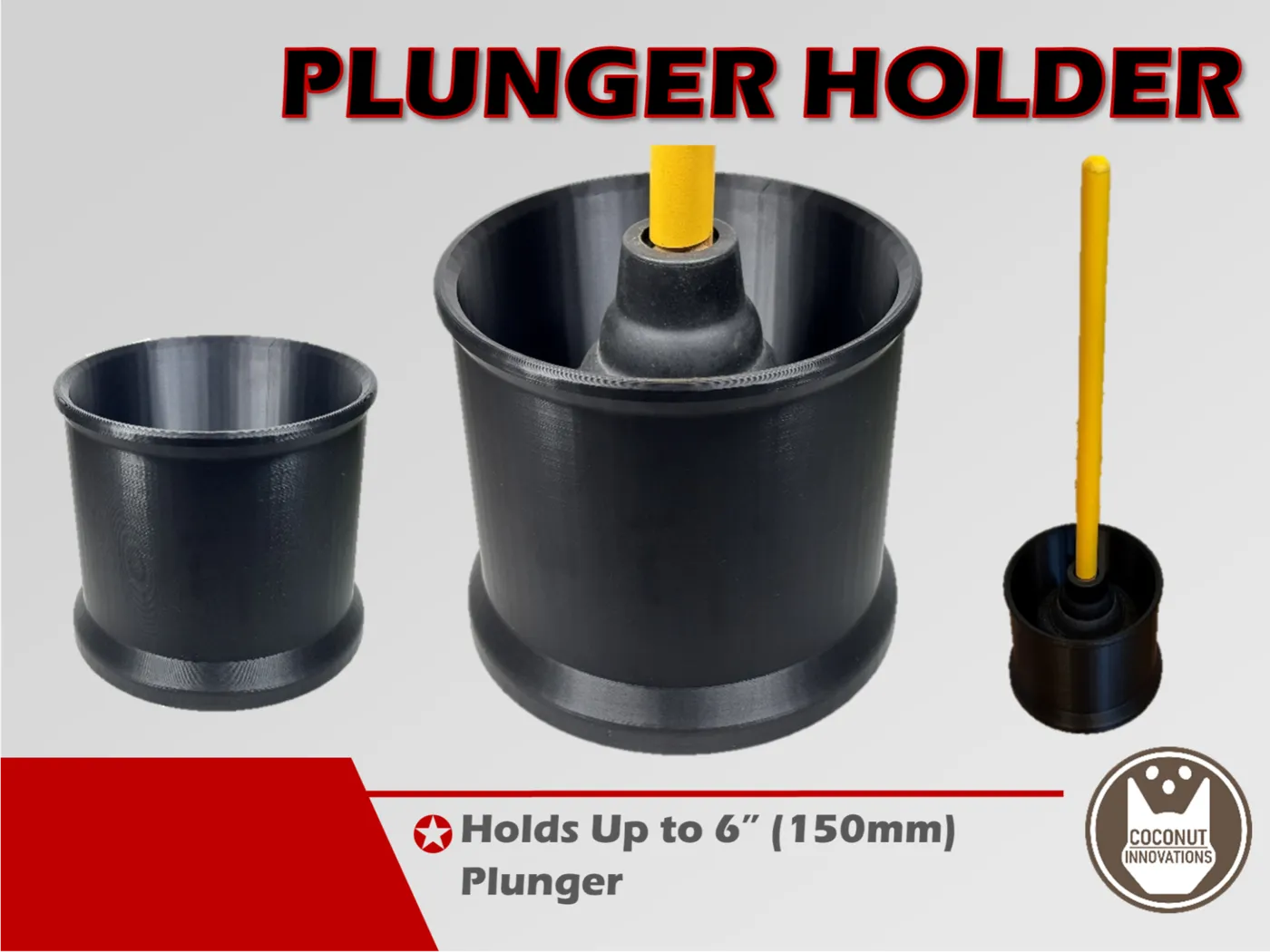 Toilet Plunger Holder - 3D printed by Mythical Makers 3D