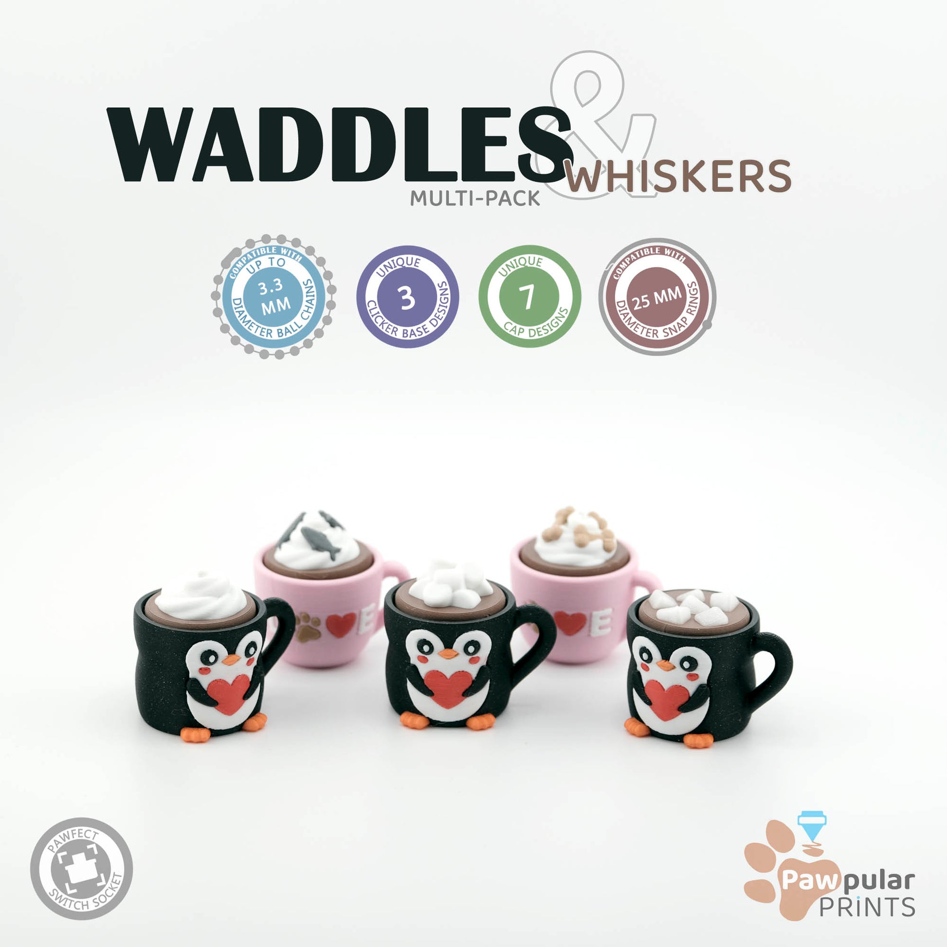 Waddles & Whiskers - 3D printed fidget by Mythical Makers 3D