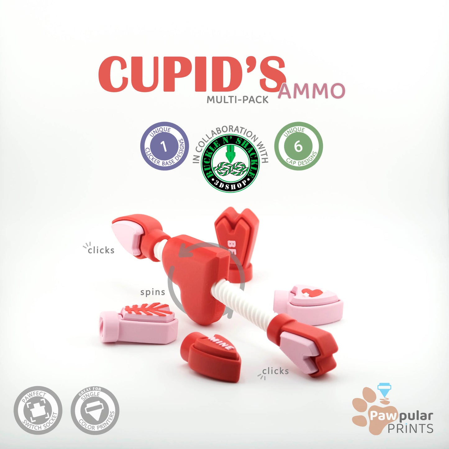 Cupid's Ammo - Buckle N' Shackle Collab - 3D printed fidget by Mythical Makers 3D