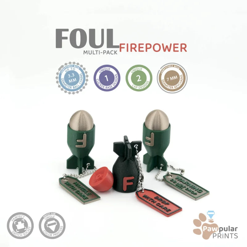 Foul Firepower - 3D printed fidget by Mythical Makers 3D
