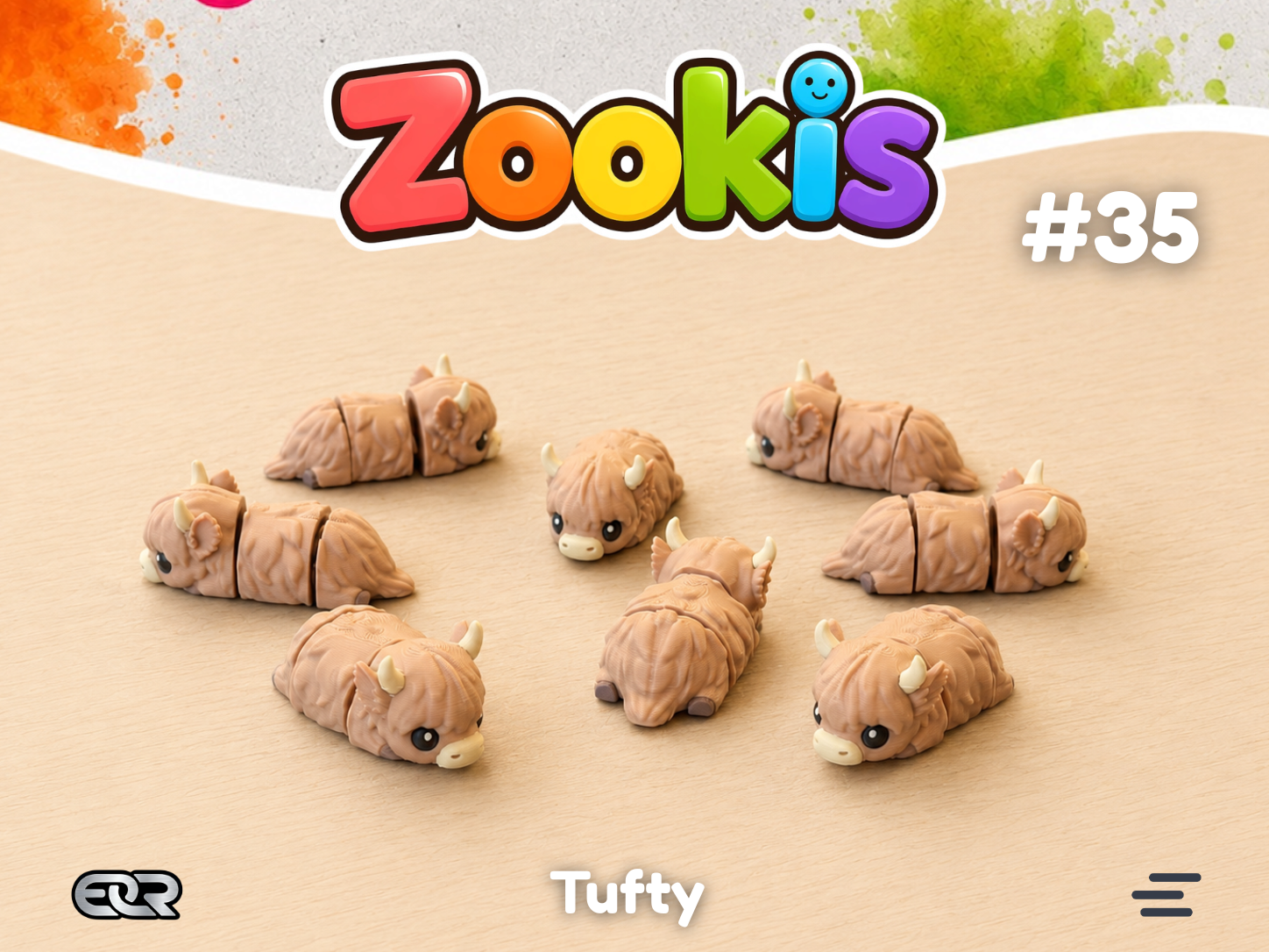 Tufty the Highland Cow — Zookis Mini — 3D printed by Mythical Makers 3D