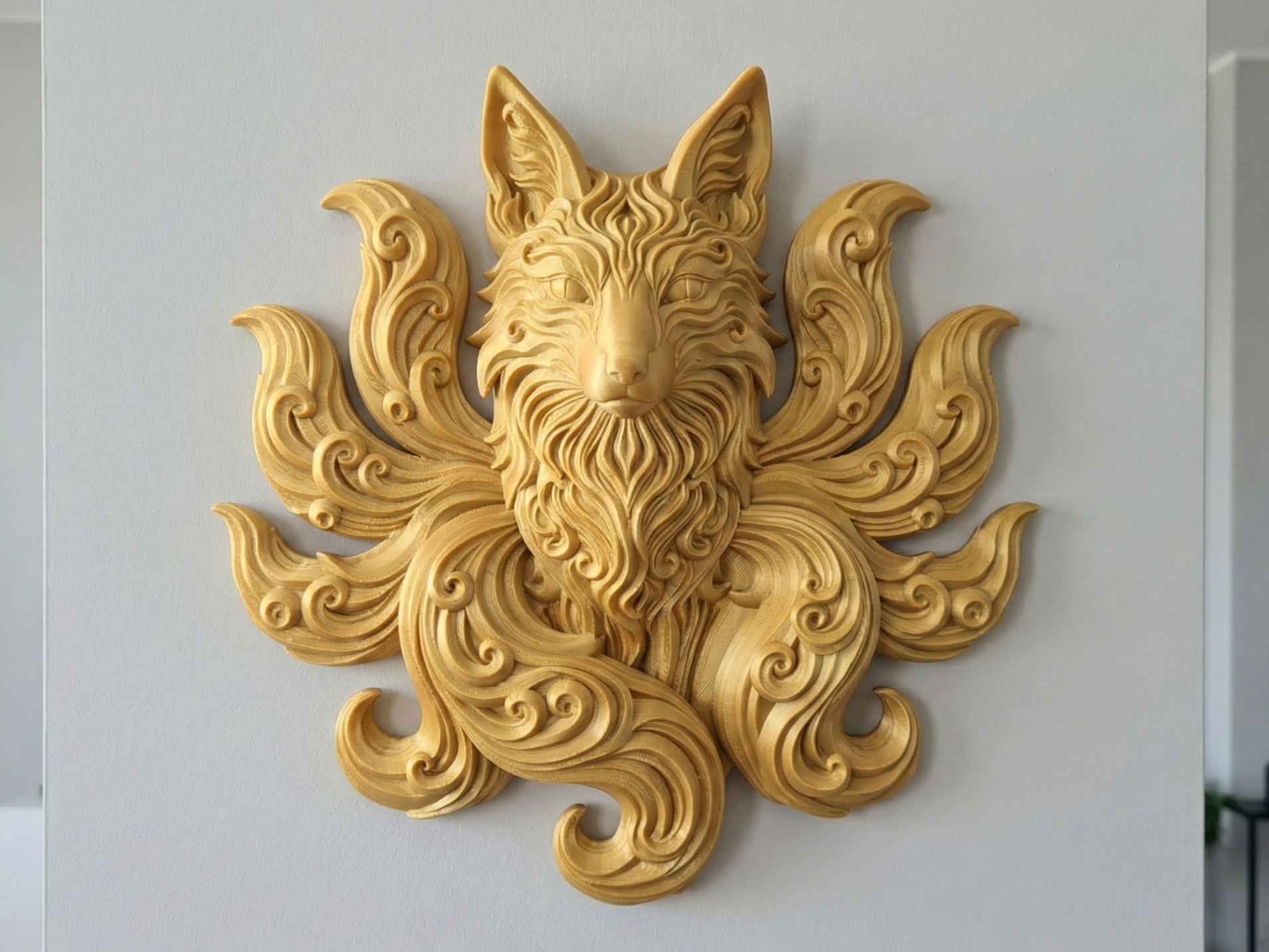 Mystical 9-Tailed Kitsune 3D printed wall art by Mythical Makers 3D