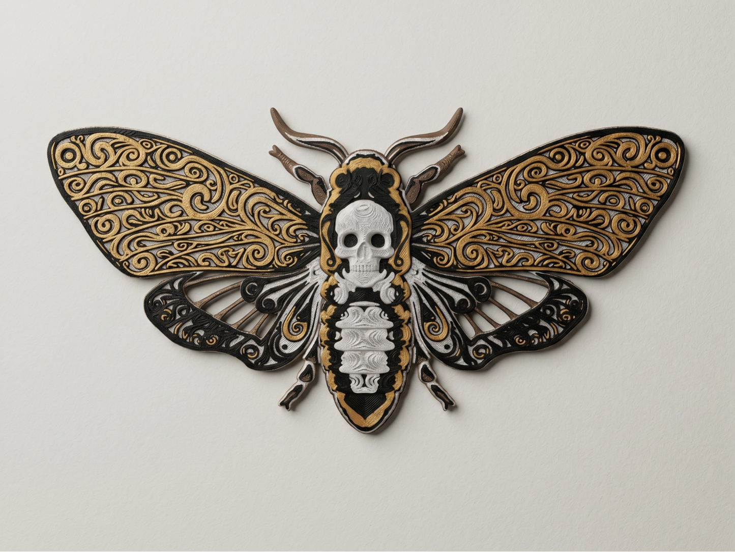 Death's-head Moth 3D printed wall art by Mythical Makers 3D