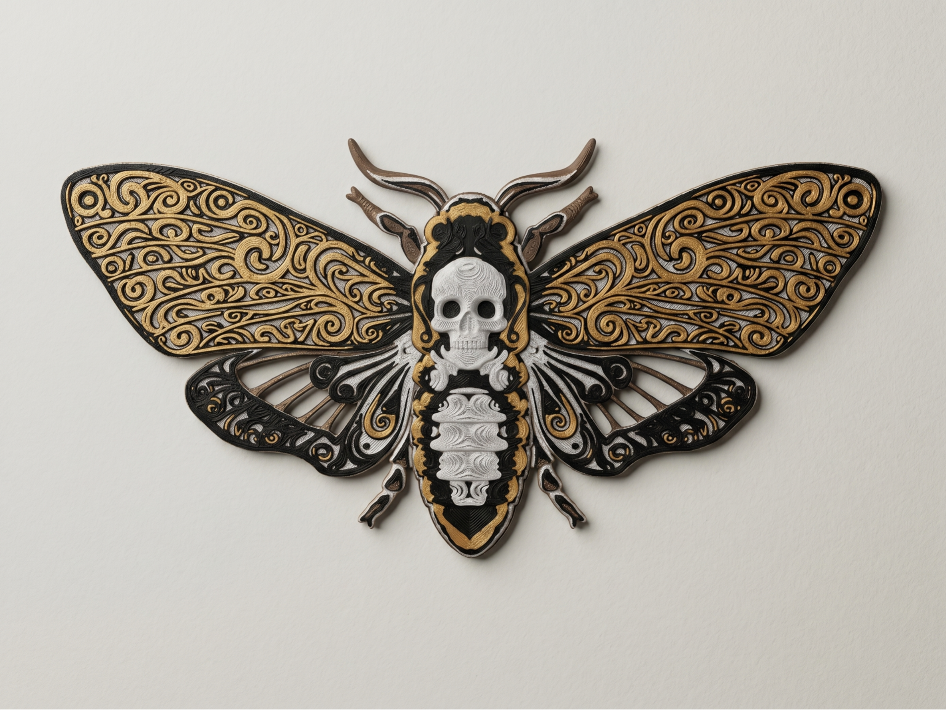 Death's-head Moth 3D printed wall art by Mythical Makers 3D