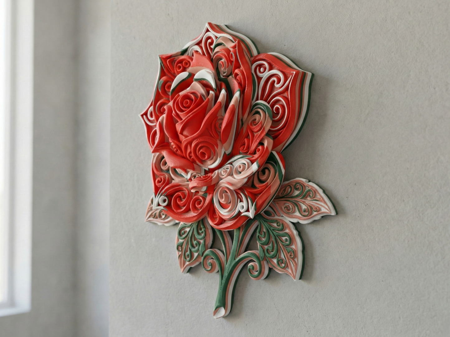 Rose 3D printed wall art by Mythical Makers 3D