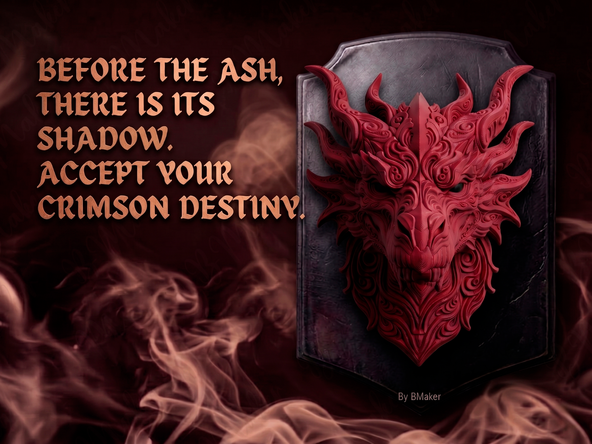 Red Dragon 3D printed wall art by Mythical Makers 3D