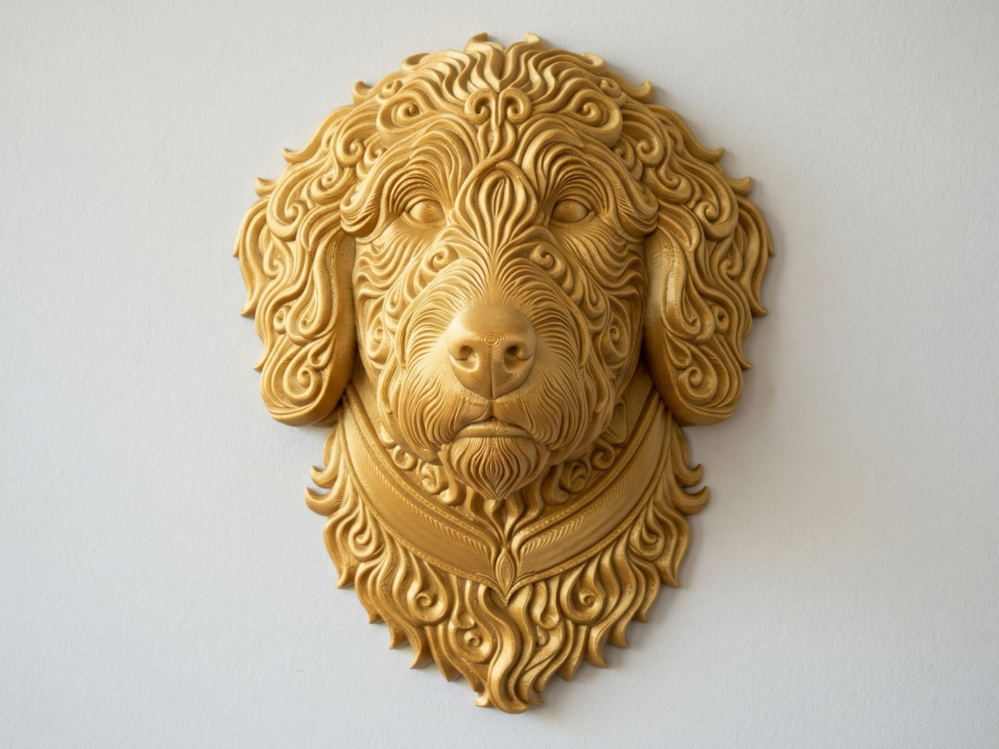 Goldendoodle 3D printed wall art by Mythical Makers 3D