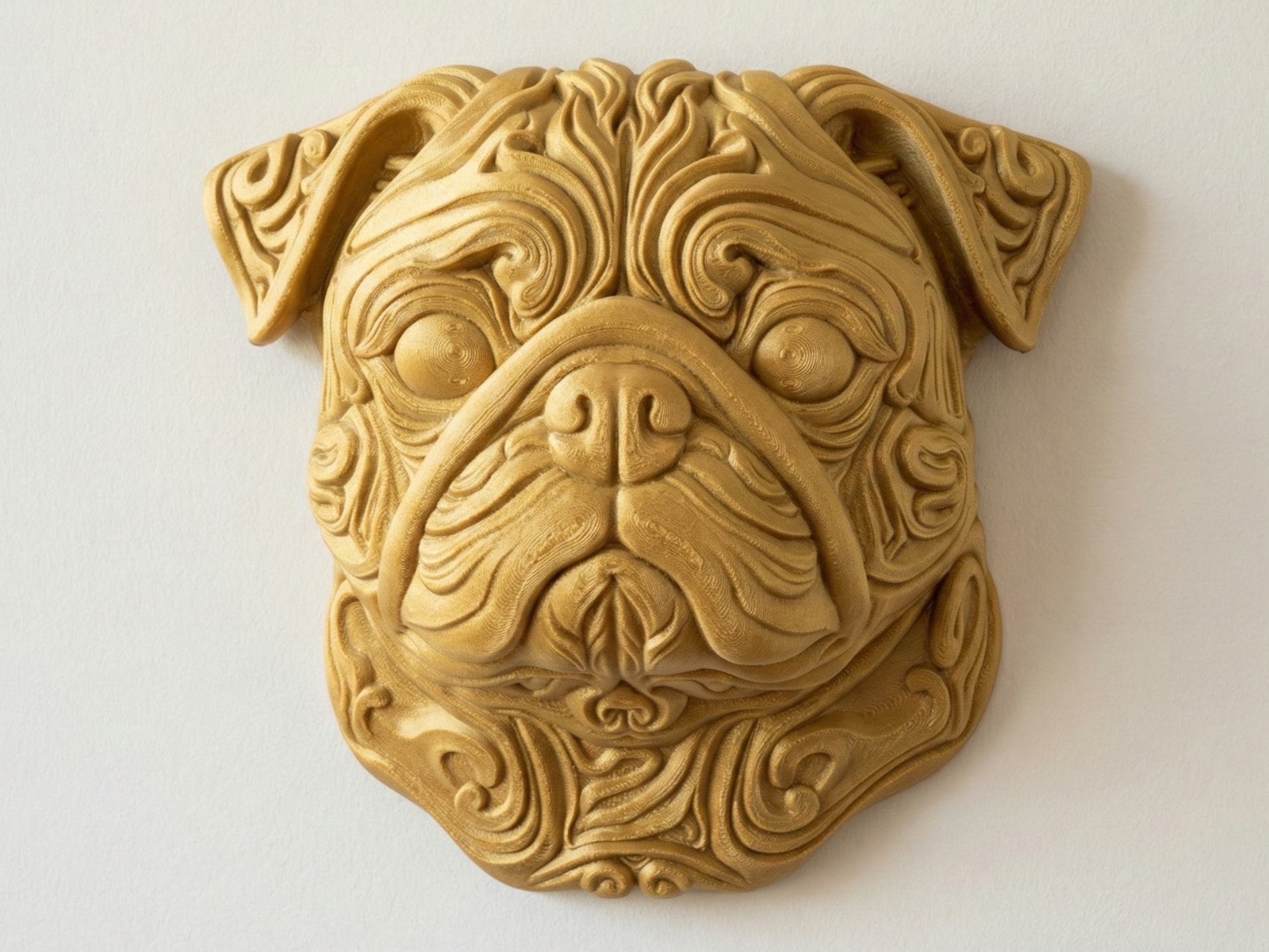 Pug 3D printed wall art by Mythical Makers 3D