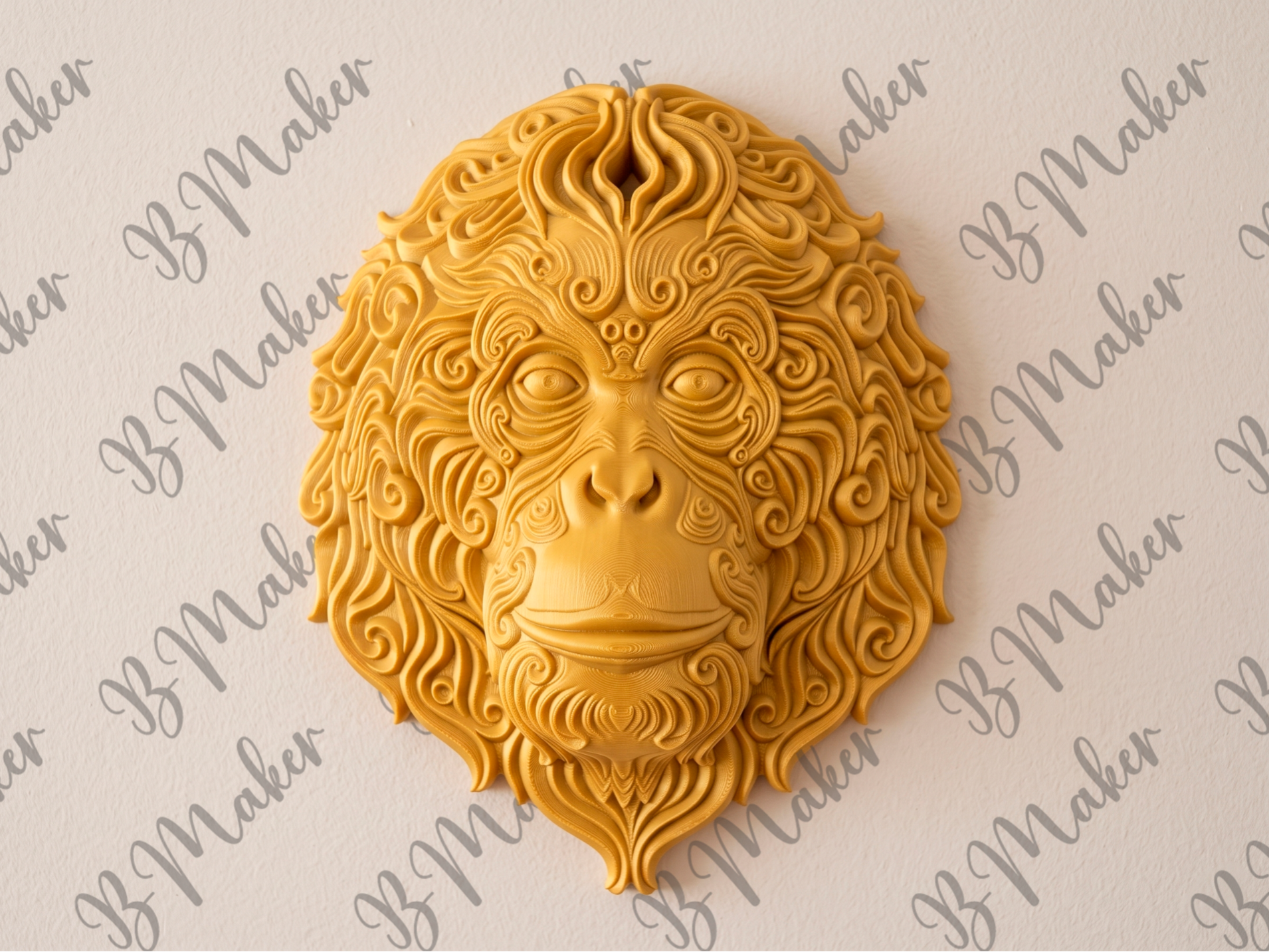 Orangutan 3D printed wall art by Mythical Makers 3D