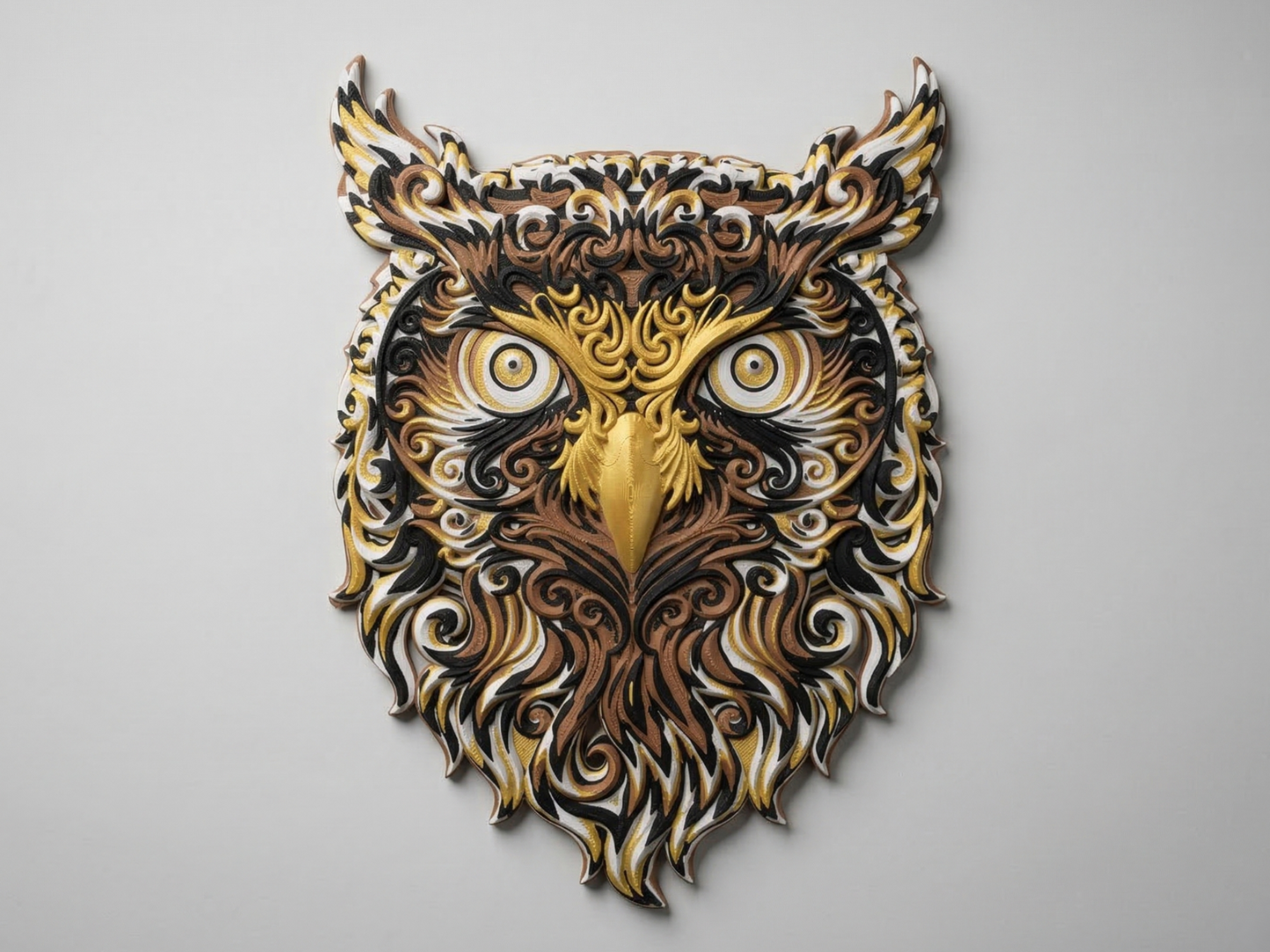 Owl 3D printed wall art by Mythical Makers 3D