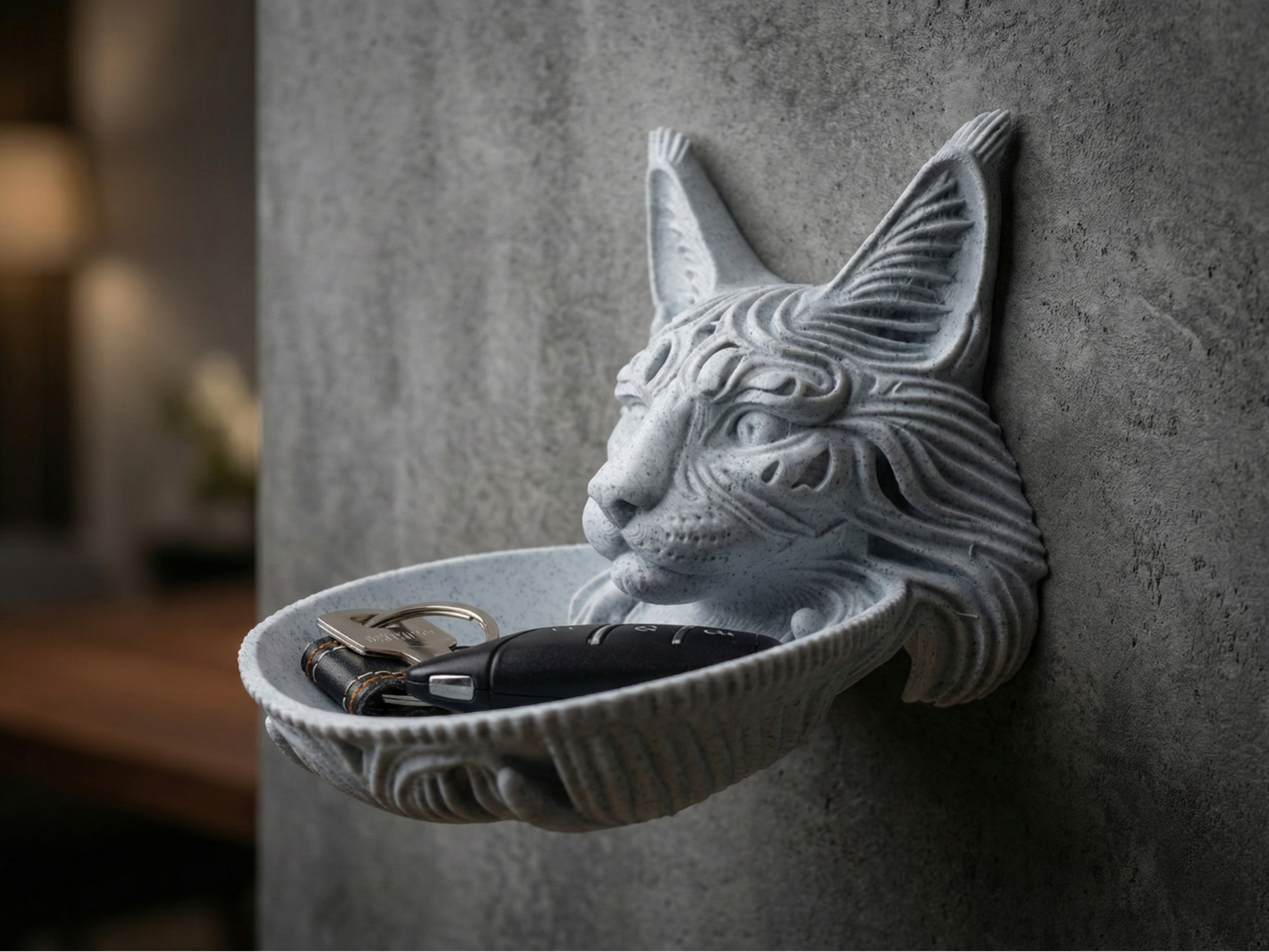 Guardian Cat Bowl 3D printed wall art by Mythical Makers 3D