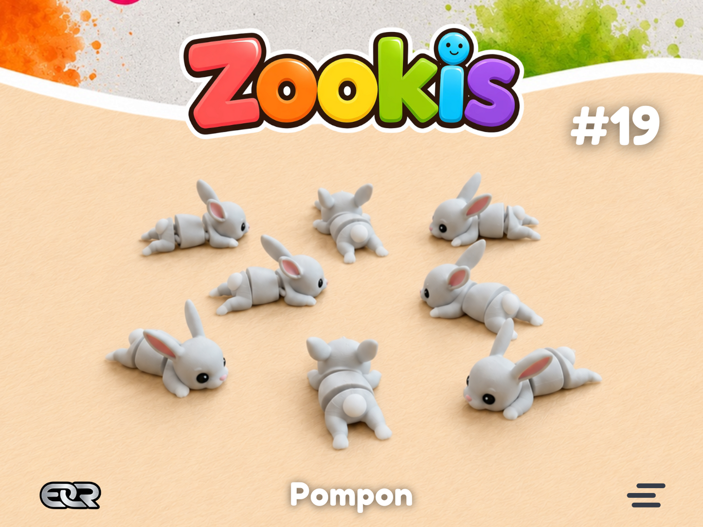 Pompon the Rabbit — Zookis Mini — 3D printed by Mythical Makers 3D