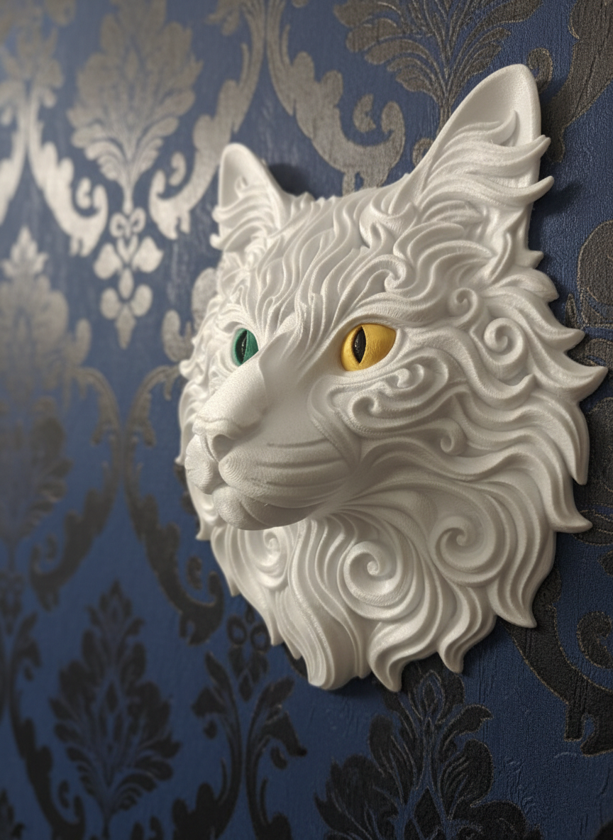 Angora Cat Head with Heterochromia wall art — view 3