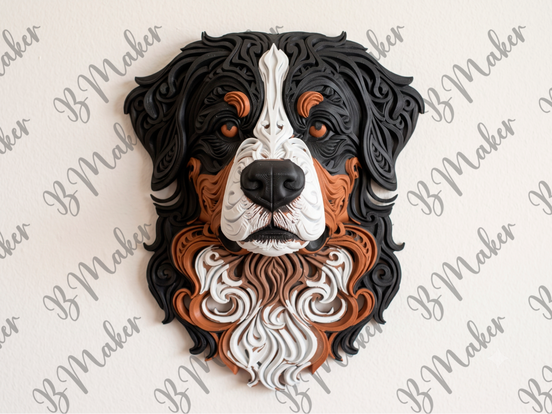 Bernese Mountain Dog 3D printed wall art by Mythical Makers 3D