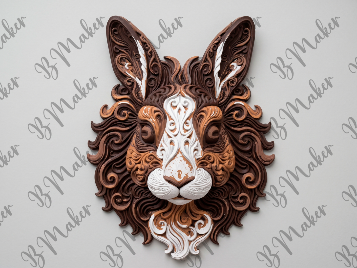 Lionhead Rabbit 3D printed wall art by Mythical Makers 3D